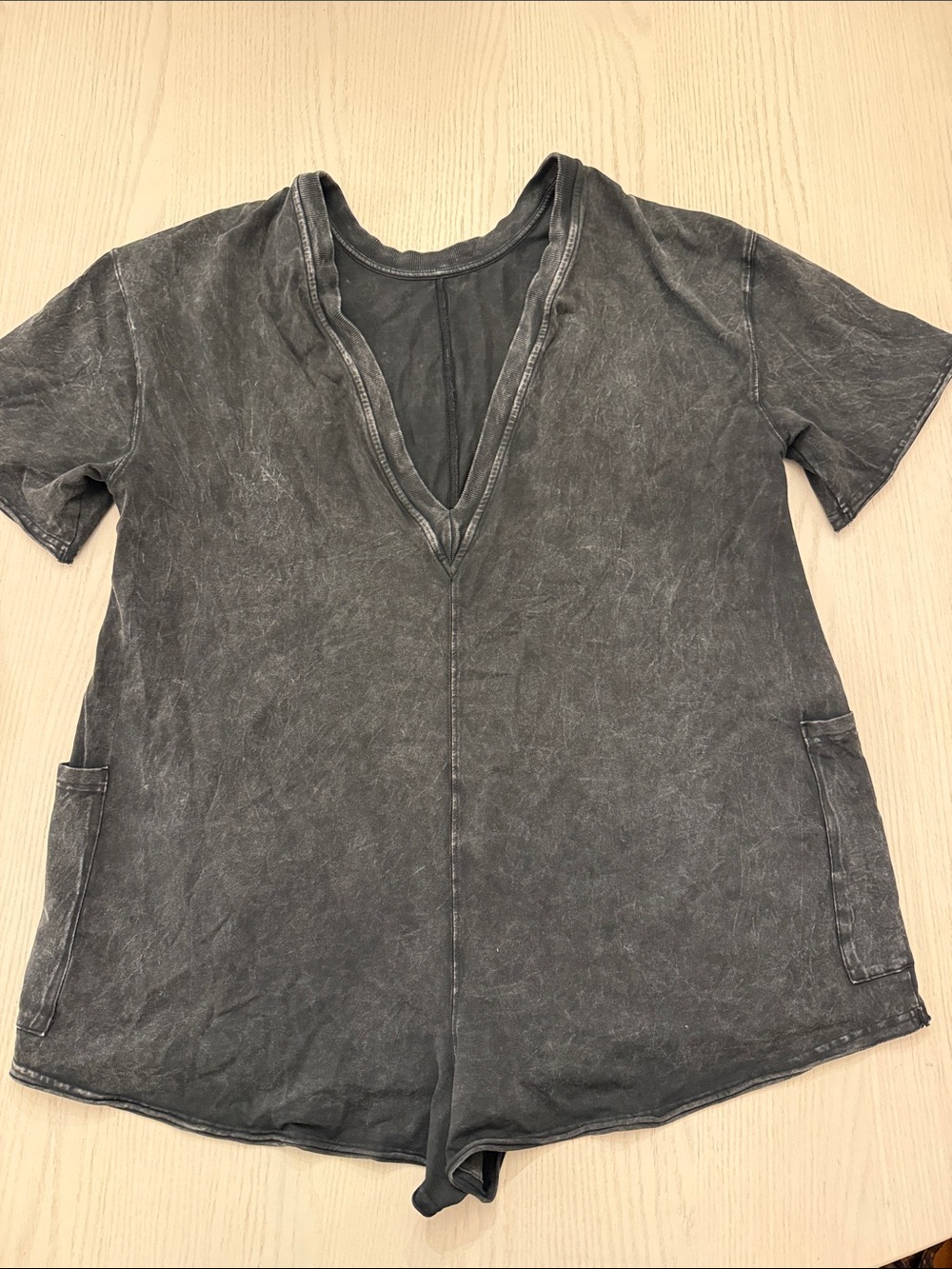 FP Movement by Free People Washed Black V-Neck Romper